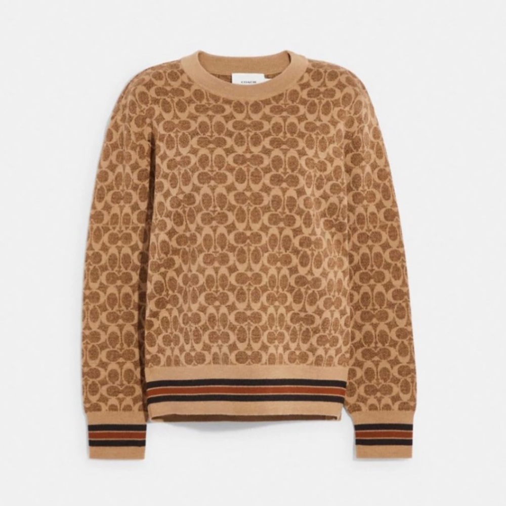 NEW Coach Signature Wool Pullover Sweater Women’s L